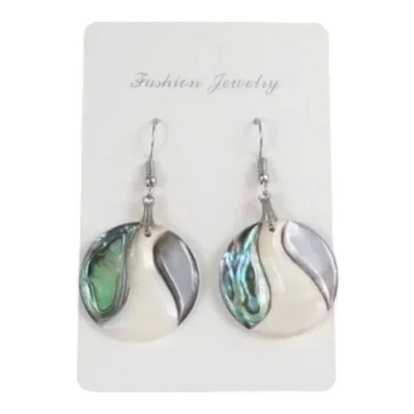 Abalone Wave Dangle Earrings - Picture 1 of 7